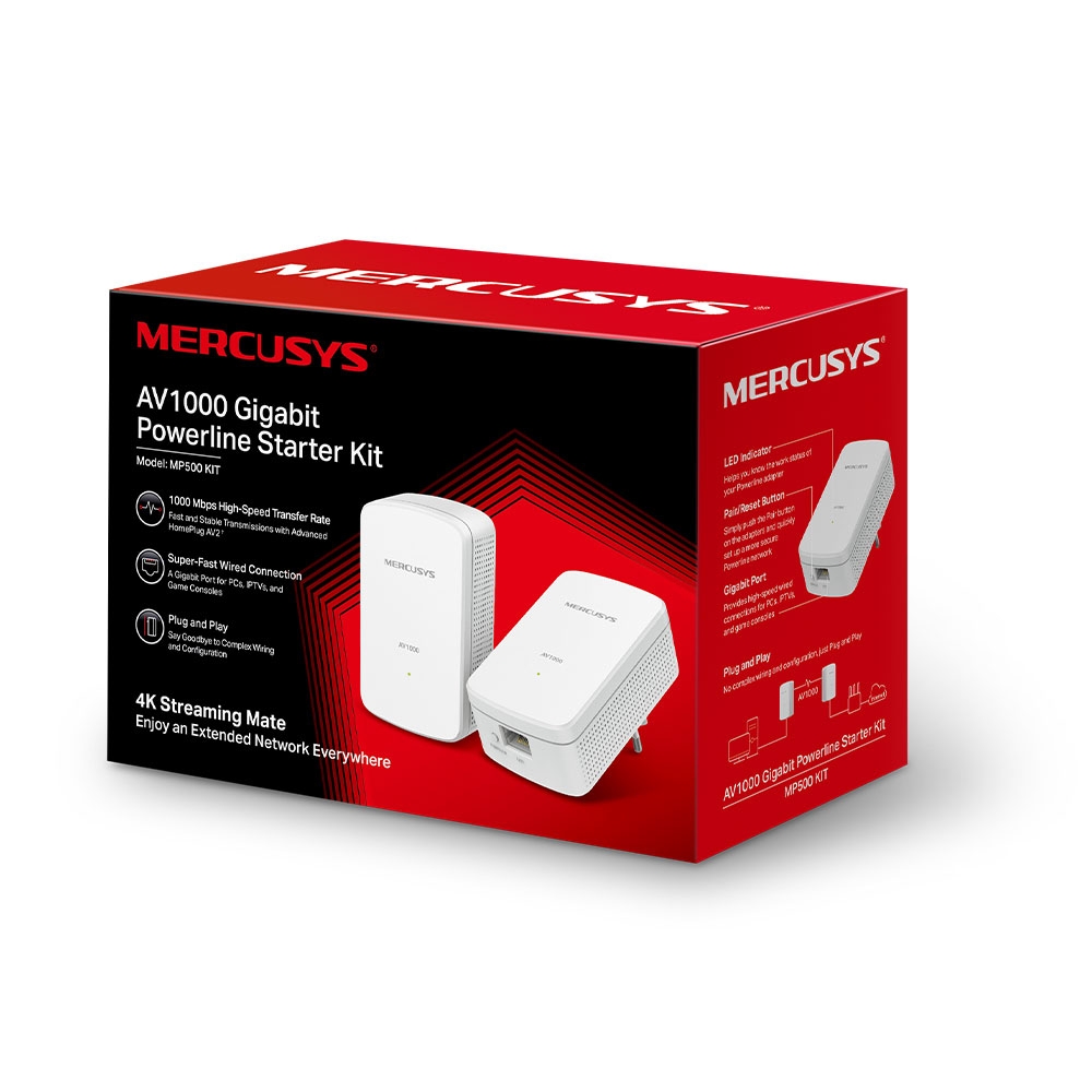 Powerline Adapter MERCUSYS  MP500KIT / 1000Mbps  / 2 Gigabit LAN Port photo 3