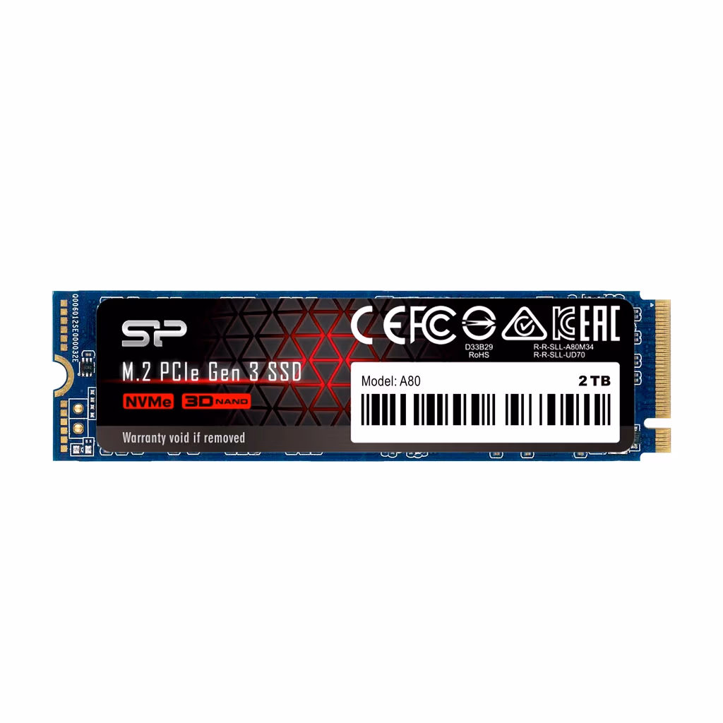 M.2 NVMe SSD Silicon Power A80/ 2.0TB/ PCIe3.0 x4 / NVMe1.3/ M2 Type 2280