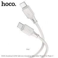 Кабель Type-C на Type-C HOCO “X101 Assistant” / 1m / Silicone / 60W / up to 3A / Gray thumbnav 2