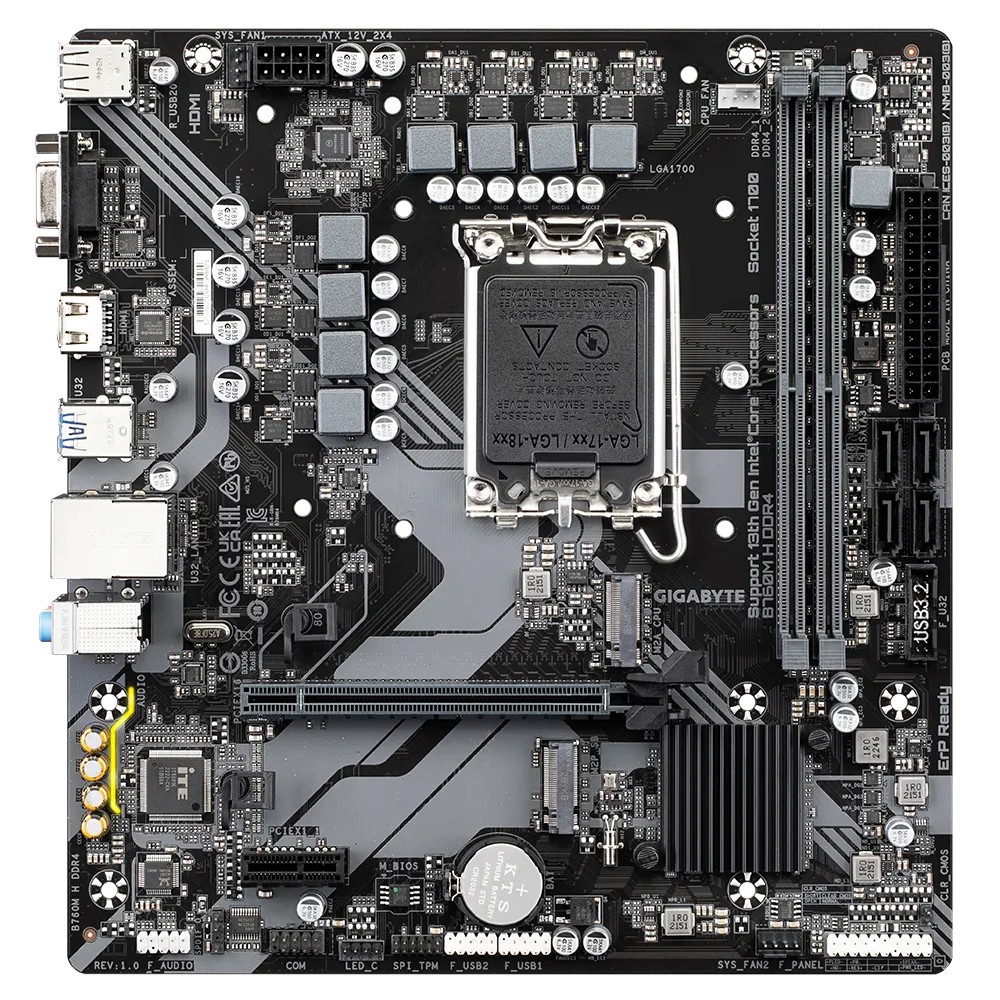Материнская плата GIGABYTE B760M H DDR4 / 1700 / B760 / DDR4 / mATX photo 2