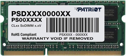 4GB DDR3L-1600 SODIMM Patriot Signature Line, PC12800, CL11, 1 Rank, Double-sided module, 1.35V photo 1