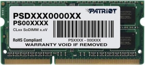 4GB DDR3L-1600 SODIMM Patriot Signature Line, PC12800, CL11, 1 Rank, Double-sided module, 1.35V thumbnav 1