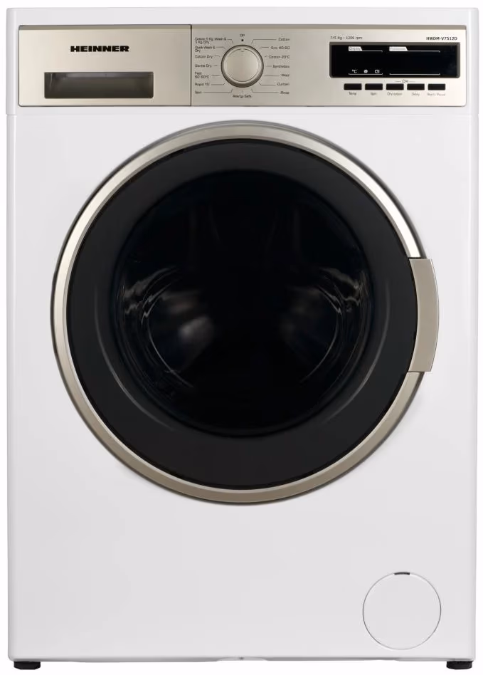 Masina de spalat cu uscator Heinner HWDMV7512D, 7 kg, 1200 rot/min, D, Alb