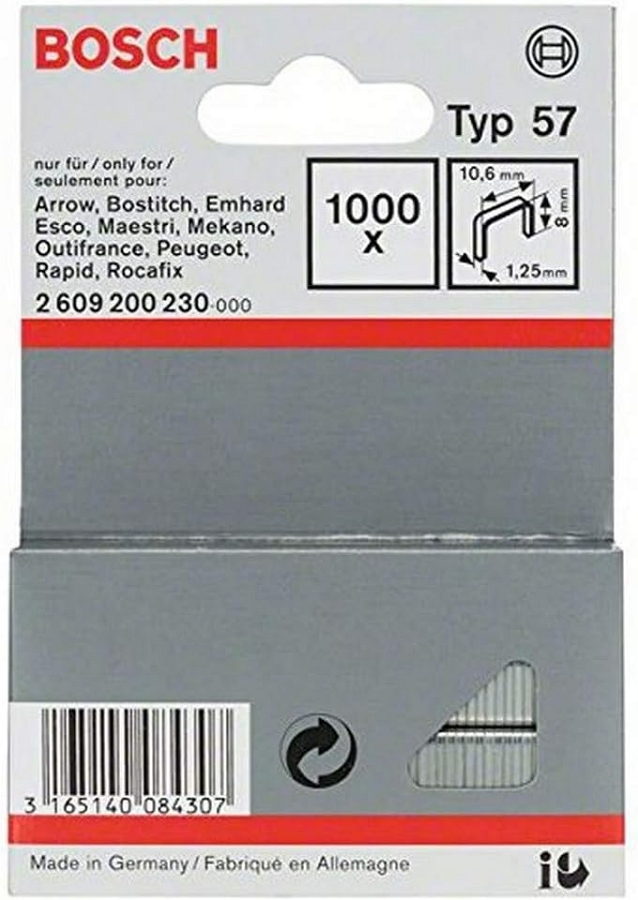 Скобы для степлера Bosch PTK KL 8/10,6, 2609200230 Метал  photo 2