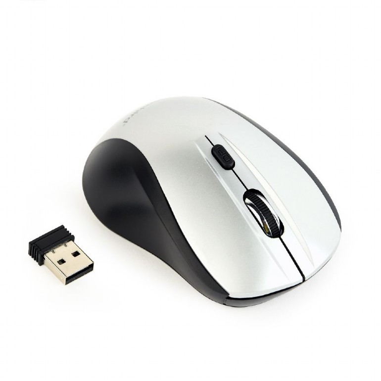 Gembird MUSW-4B-02-BS, Wireless Optical Mouse, 2.4GHz, 4-button, 800/1200/1600dpi selectable by the button, Nano Reciver, USB, Black/Silver photo 2