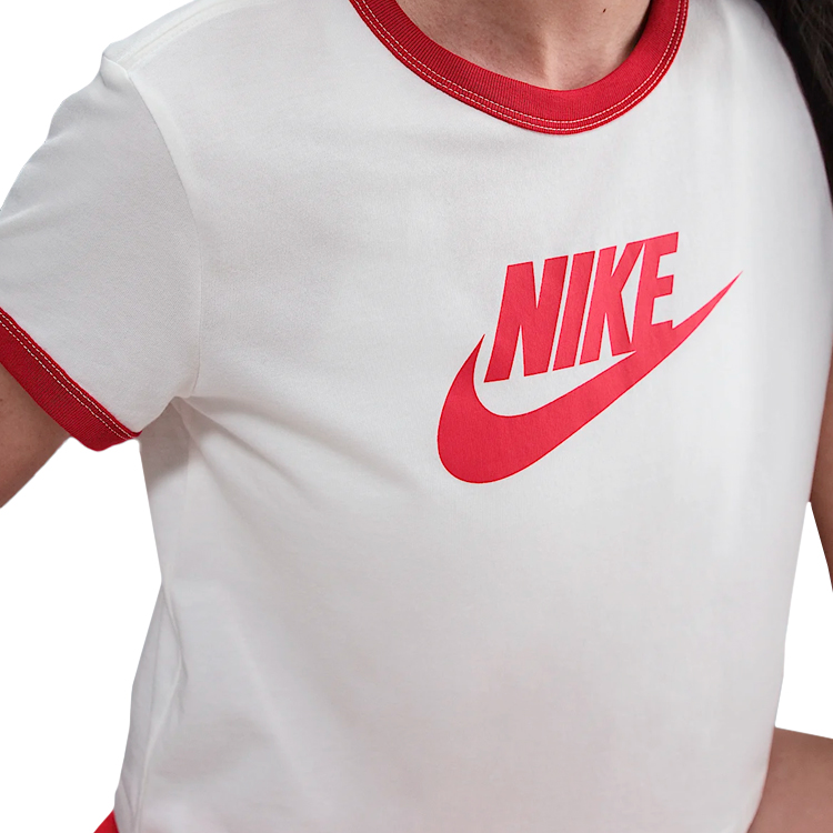 Tricou Nike W NSW SS RINGER TEE VNTG RUN XL Alb-rosu Femei photo 4