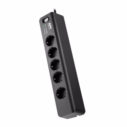 Surge Protector APC Essential PM5B-RS, 5 Sockets, 230V, Input power 2300W, Max Input Current 10A, Peak Current 24.0 kA, Surge energy rating 918 joules, 1.83m, Black 