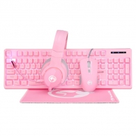 MARVO "CM418", Gaming Combo Keyboard+Mouse+Mouse Pad+Headset, Pink thumbnav 1