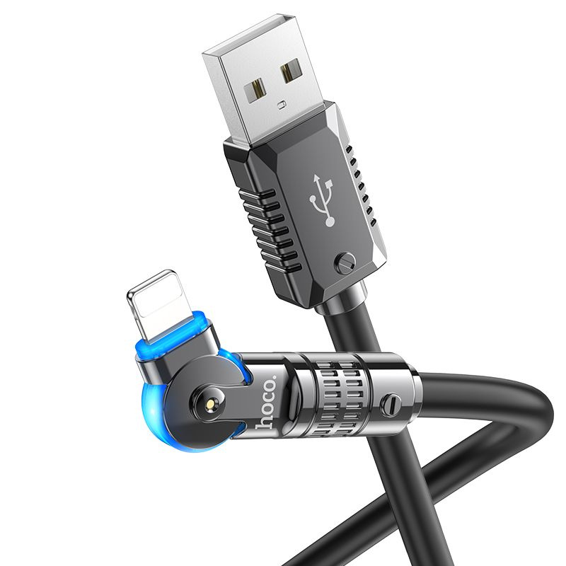 Cablu USB la Lighning HOCO “U118 Triumph” / 1.2m / Zinc alloy / 27W / up to 3A / Black photo 1