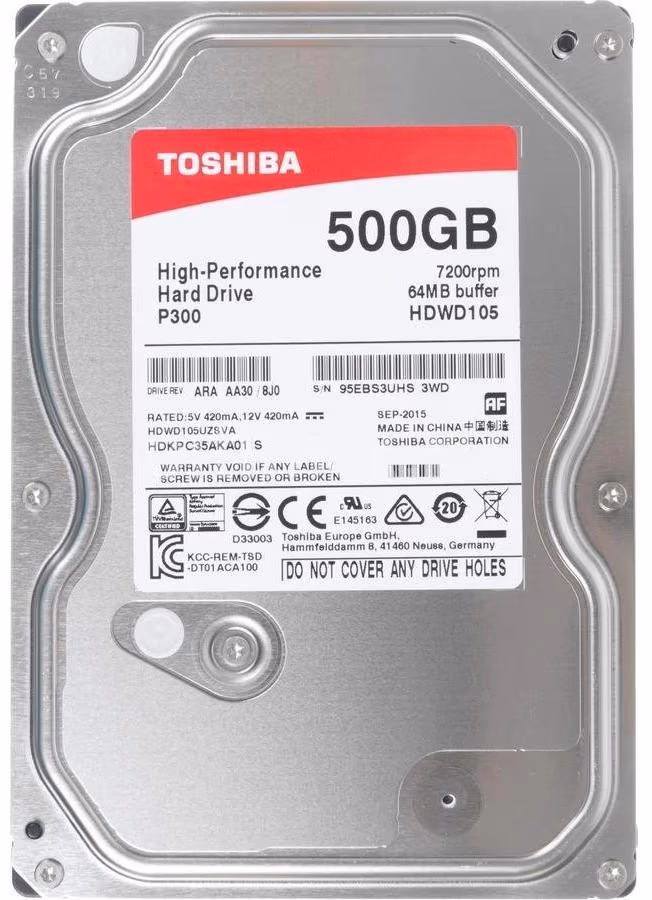3.5” HDD Toshiba HDWD105UZSVA  P300/ 500GB 
