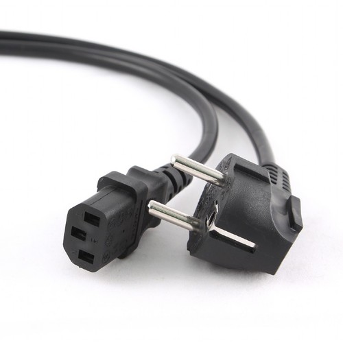 Power cord PC-186-VDE-5M, 5m, Schuko input and right angled C13 output, with VDE approval, Black photo 1 Power cord PC-186-VDE-5M, 5m, Schuko input and right angled C13 output, with VDE approval, Black photo 1