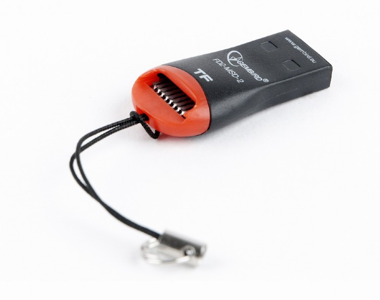 Card Reader Gembird FD2-MSD-3, MicroSDHC, Key ring cord, Black/Orange, USB2.0 photo 2