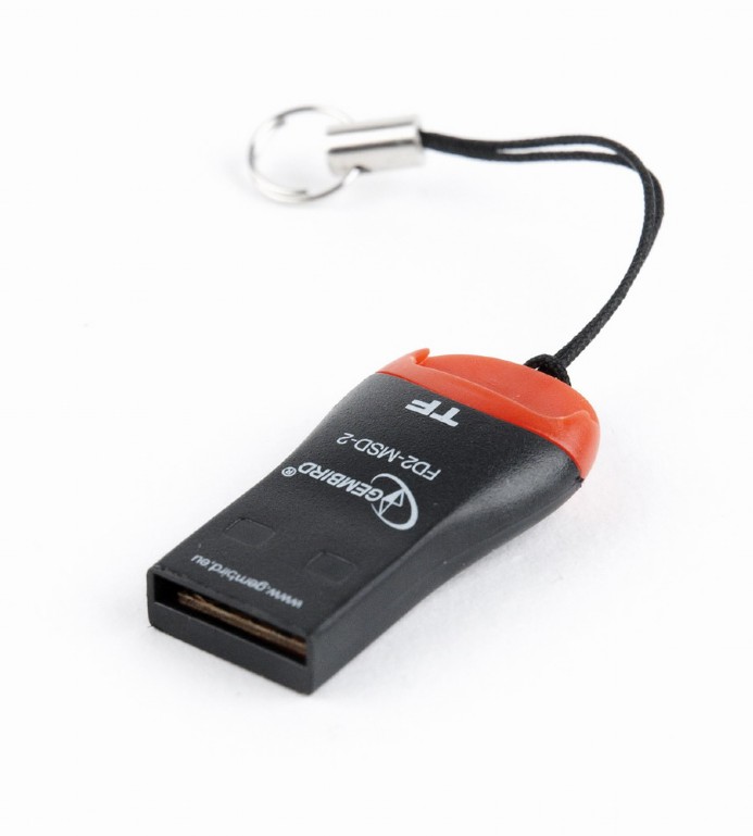 Card Reader Gembird FD2-MSD-3, MicroSDHC, Key ring cord, Black/Orange, USB2.0 photo 3