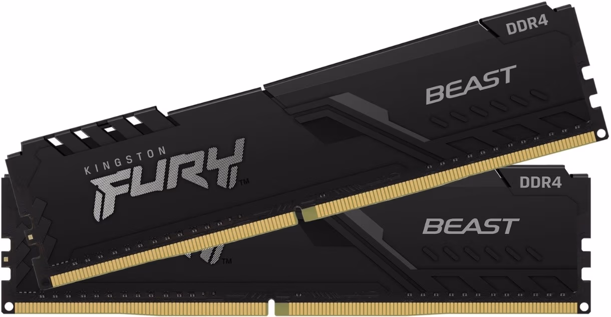 32GB (Kit of 2*16GB) DDR4-3000 Kingston FURY® Beast DDR4, PC24000, CL15, 1Gx8, 1.35V, Auto-overclocking, Asymmetric BLACK low-profile heat spreader, Intel XMP Ready (Extreme Memory Profiles)
