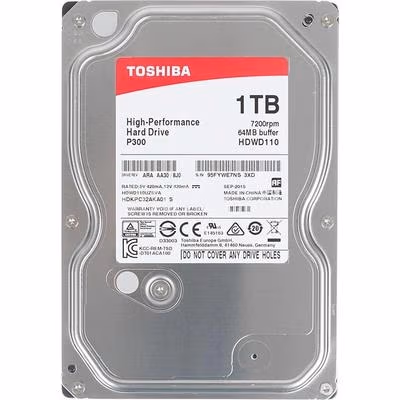 3.5” HDD 1.0TB  Toshiba HDWD110UZSVA  P300,  Desktop™, CMR Drive, 7200rpm, 64MB, SATAIII 