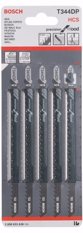 Набор пилок для лобзика Bosch T344 DP, 2608633A36