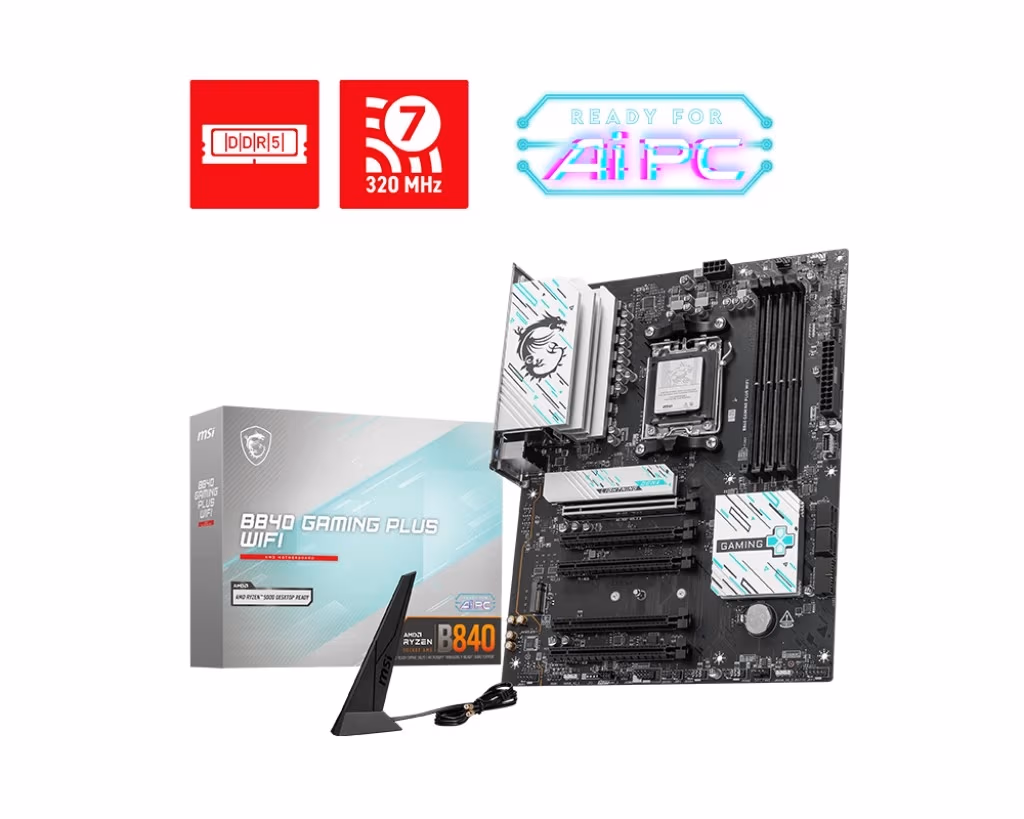 Placa de baza MSI B840 GAMING PLUS WIFI / AM5 / B840 / DDR5 / ATX