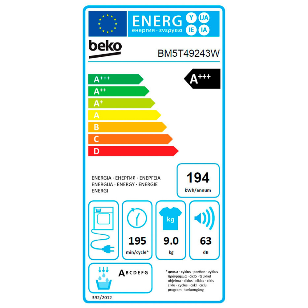 Masina de uscat rufe Beko BM5T49243W / 9 kg / C / Alb photo 8