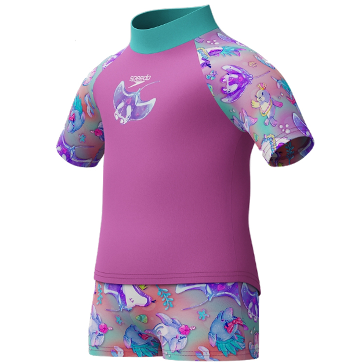 Costum de baie Speedo DIGI PT SS RASH TOP SET 2YRS Roz Femei photo 2