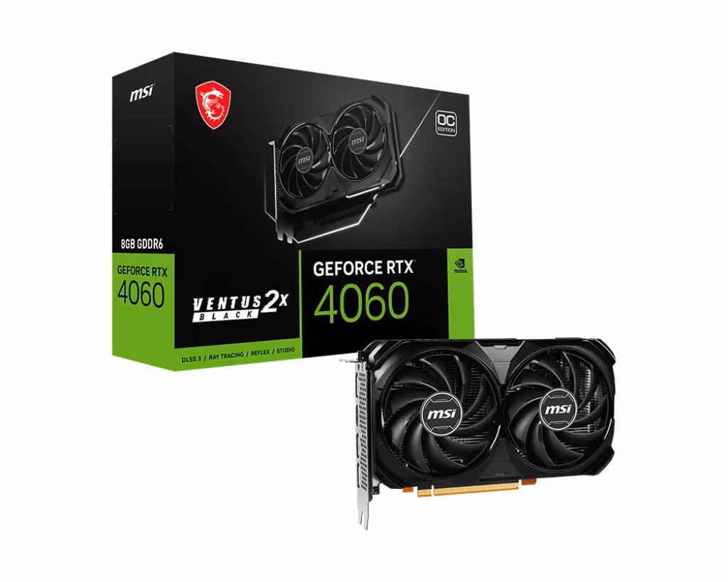 Видеокарта MSI GeForce RTX 4060  VENTUS 2X BLACK 8G OC / 8GB / GDDR6 / 128bit
