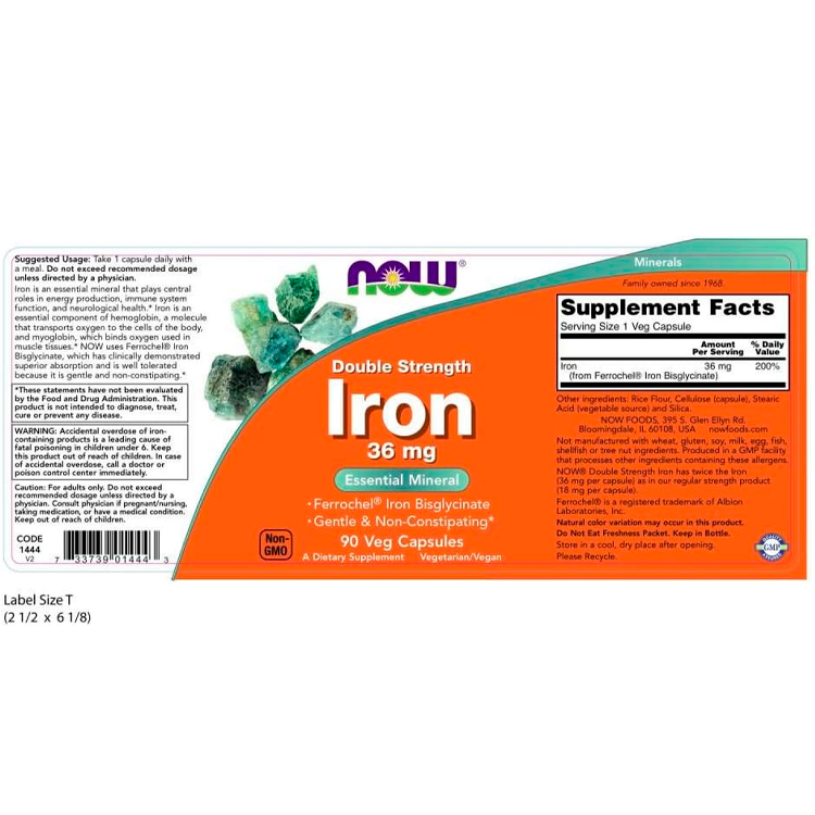 Витамины Now Foods Iron Double Strength 36 mg photo 2