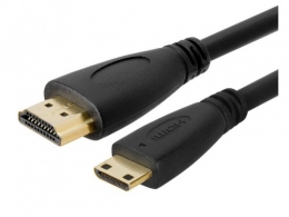 Cable miniHDMI-HDMI - 2m - Brackton "Basic" MHD-HDE-0200.B, 2m, mini HDMI cable to HDMI High Speed HDMI® Cable with Ethernet, male-male, with gold plated contacts, double shielded, with dust caps thumbnav 1