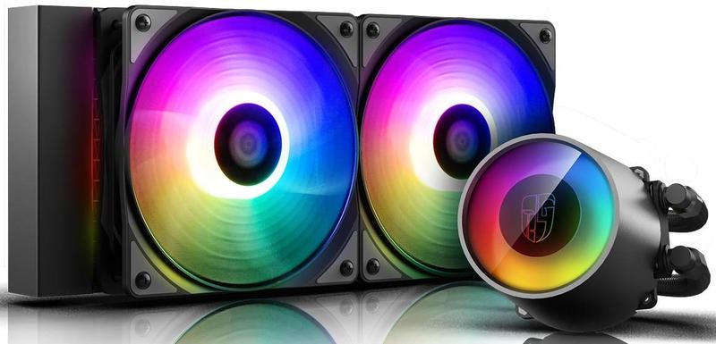 DEEPCOOL Liquid Cooler "CASTLE 240RGB V2", Anti-leak Tech, LGA2066/2011-v3/2011/LGA1200/1151/1150/115 &TRX4/TR4/AM4/AM3+/AM3/AM2+/AM2/FM2+/FM2/FM1, 2x TF120 fan, RGB , fans: 500~1800rpm, pump: 2550rpm, 17.8~30dBA, 69.34CFM, 4-pin PWM photo 1