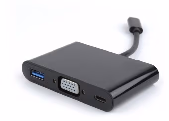 Adapter USB-C to 3-in-1 - Gembird A-CM-VGA3in1-01, USB-C to 3-in-1 charging + VGA + USB3 adapter 