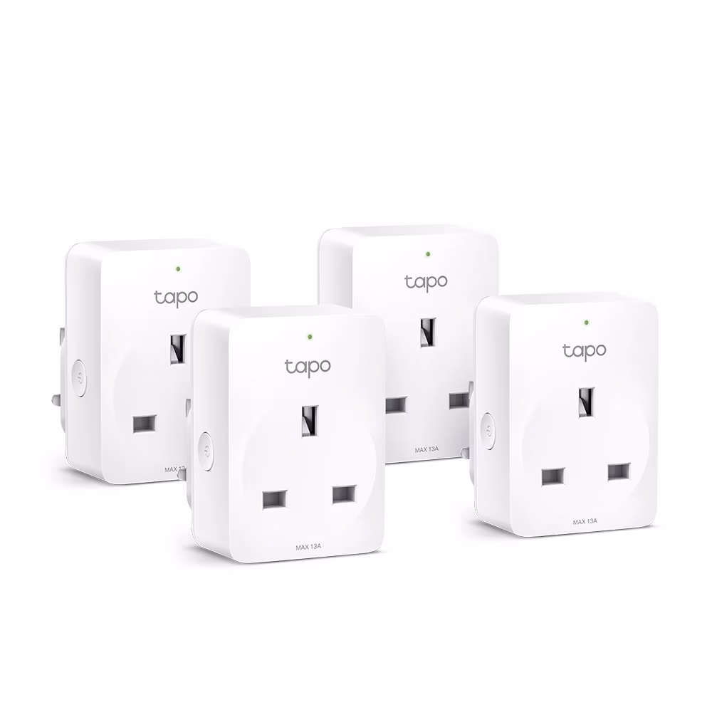 TP-LINK Tapo P100 (4Pack), Smart Mini Plug, Wifi, Remote Access, Scheduling, Away Mode, Voice Control (The Google Assistant, Amazon Alexa), 4 x Smart mini plug included 