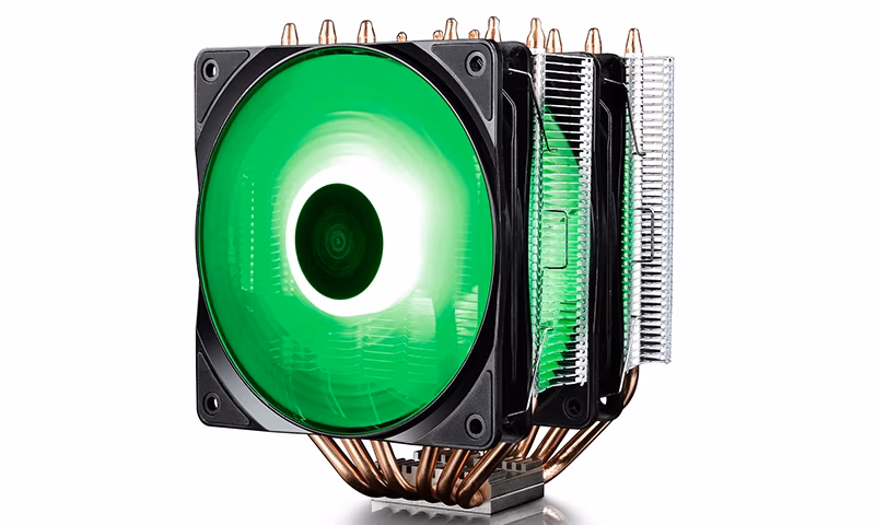 DEEPCOOL Cooler "NEPTWIN RGB", RGB LED, Socket 2011/LGA1200/1366/1155/775 & FM2/FM1/AM3+/AM3, up to 130W, 2x fans: 120х120х25mm, PWM; 500~1500rpm, 17.8~21dBA/ 21dBA, 55.5CFM, 4-pin, Hydro Bearing, Twin-Tower, 4 heatpipes direct contact 