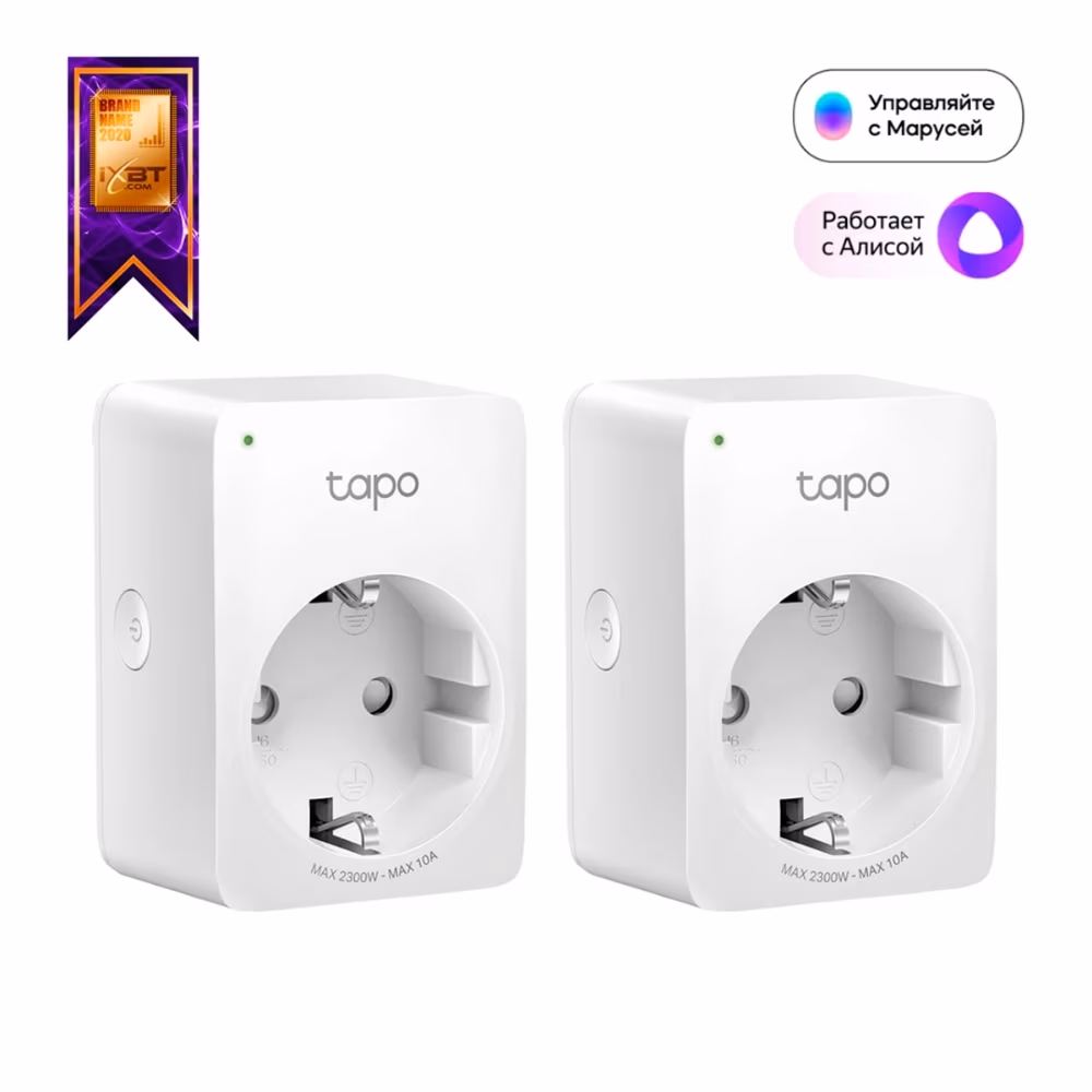 Socket  TP-LINK Tapo P100 (2Pack), Smart Mini Plug, Wifi, Remote Access, Scheduling, Away Mode, Voice Control (The Google Assistant, Amazon Alexa), 2 x Smart mini plug included 