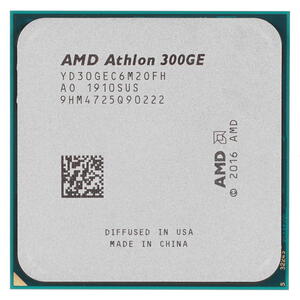 AMD Athlon 300GE, Socket AM4, 3.4GHz (2C/4T), 1MB L2 + 4MB L3 Cache, Integrated Radeon Vega 3 Graphics, 14nm 35W, Unlocked, tray photo 1