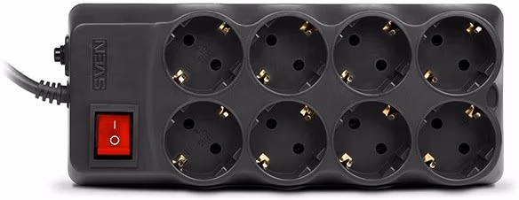 Surge Protector SVEN Optima Pro, 8 Sockets, 3.1m, Black 