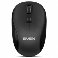 SVEN RX-255W Wireless, Optical Mouse, 2.4GHz, Nano Receiver, 800/1200/1600 dpi, DPI resolution switch, symmetric shape, USB, Black thumbnav 1