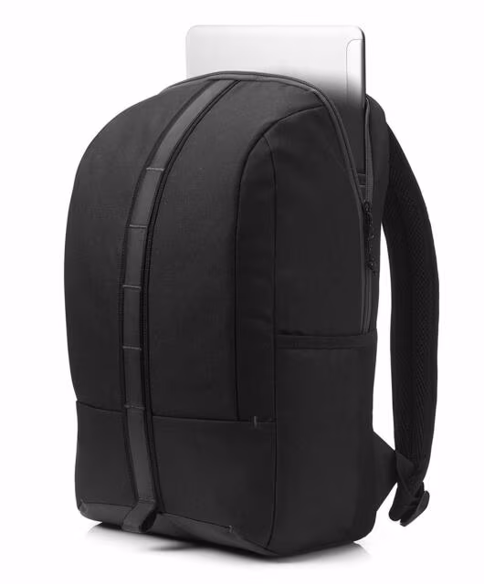 15.6" NB Backpack - HP Commuter Backpack (Black), sporty zip-up backpack, Padded, air-mesh shoulder straps, A water-resistant coating on the bottom, Reflective accents for safety. 