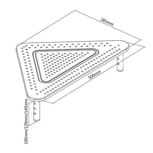 Gembird MS-TABLE-02,  Adjustable monitor stand (triangle), 20 kg, 500 x 285 x 120 mm, Height range: 100/120/140 mm photo 2