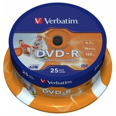 Verbatim DataLifePlus DVD-R AZO 4.7GB 16X WIDE PRINTABLE SURFAC - Spindle 25pcs. photo 1
