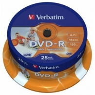 Verbatim DataLifePlus DVD-R AZO 4.7GB 16X WIDE PRINTABLE SURFAC - Spindle 25pcs. thumbnav 1