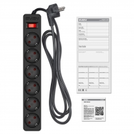 Фильтр сетевой SVEN SF-06E/ 6 Sockets/ 2300W/ 5.0m/ Black thumbnav 4