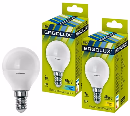 Светодиодная лампа Ergolux LED G45 7W E14 4500K 