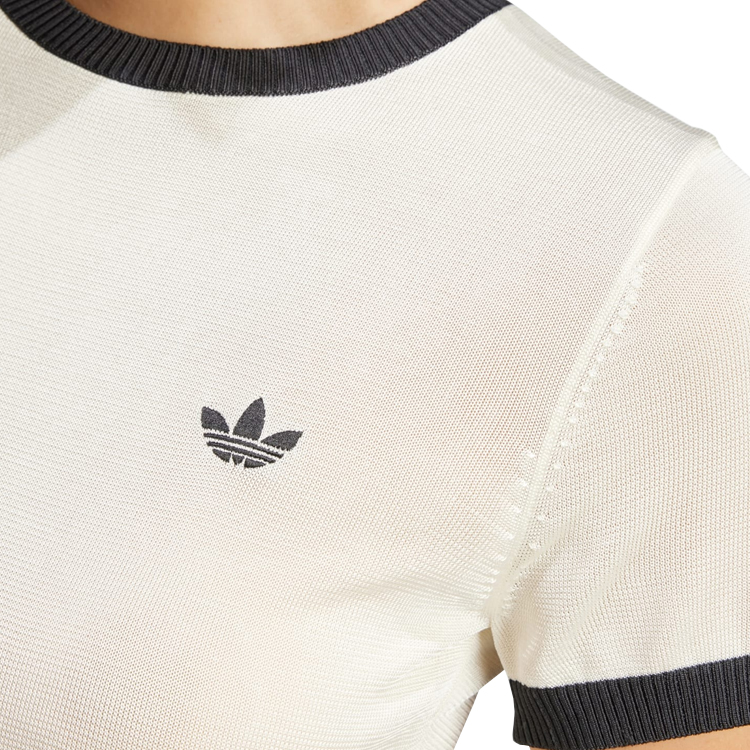 Tricou Adidas KNITTED 3S TEE XXS Bej Femei photo 5