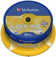 Verbatim DataLifePlus DVD+RW SERL4.7GB 4X MATT SILVER SURFAC - Spindle 25pcs.