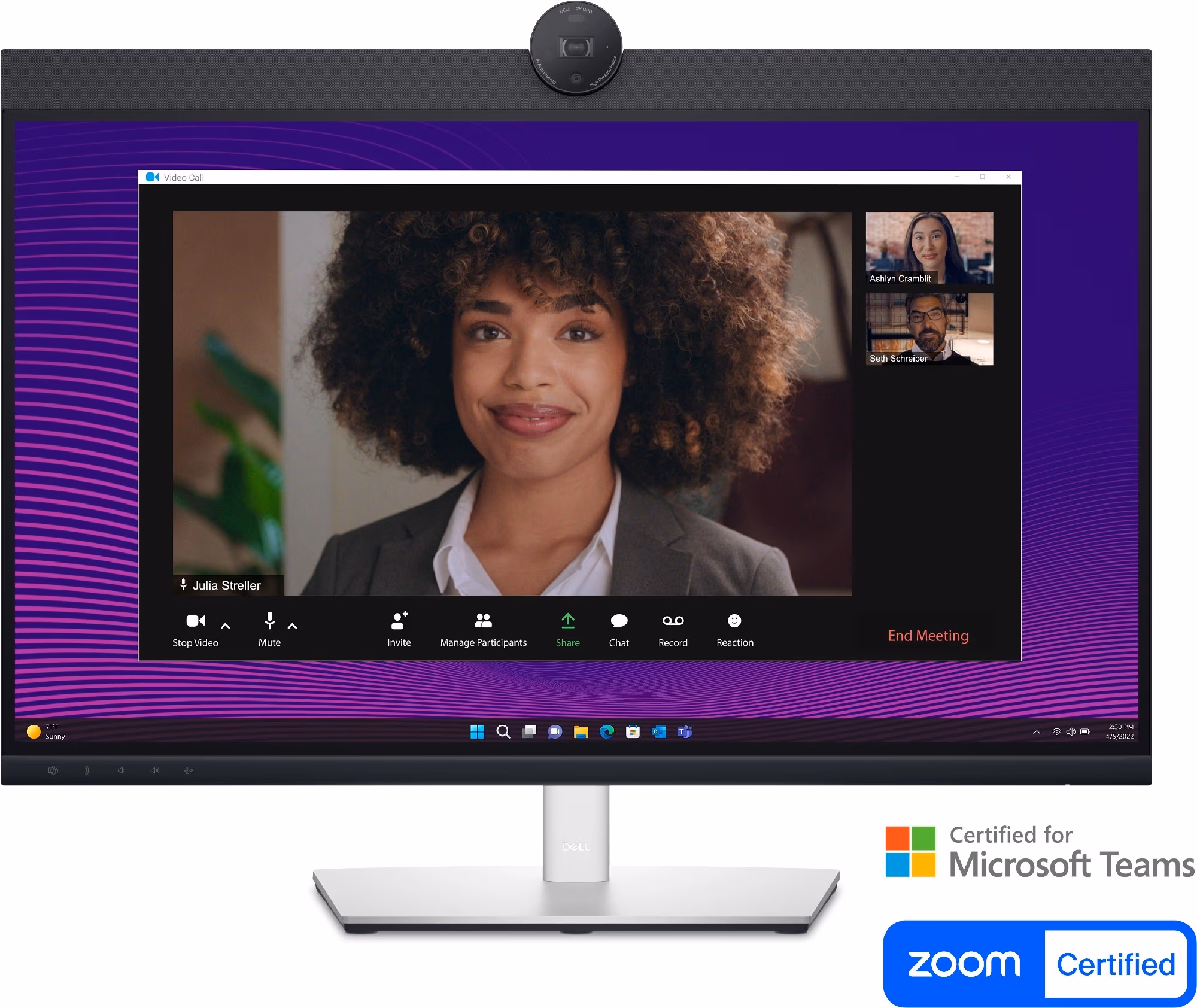 27.0” Monitor pentru videoconferinte DELL P2724DEB / 5ms / QHD / Black/Silver