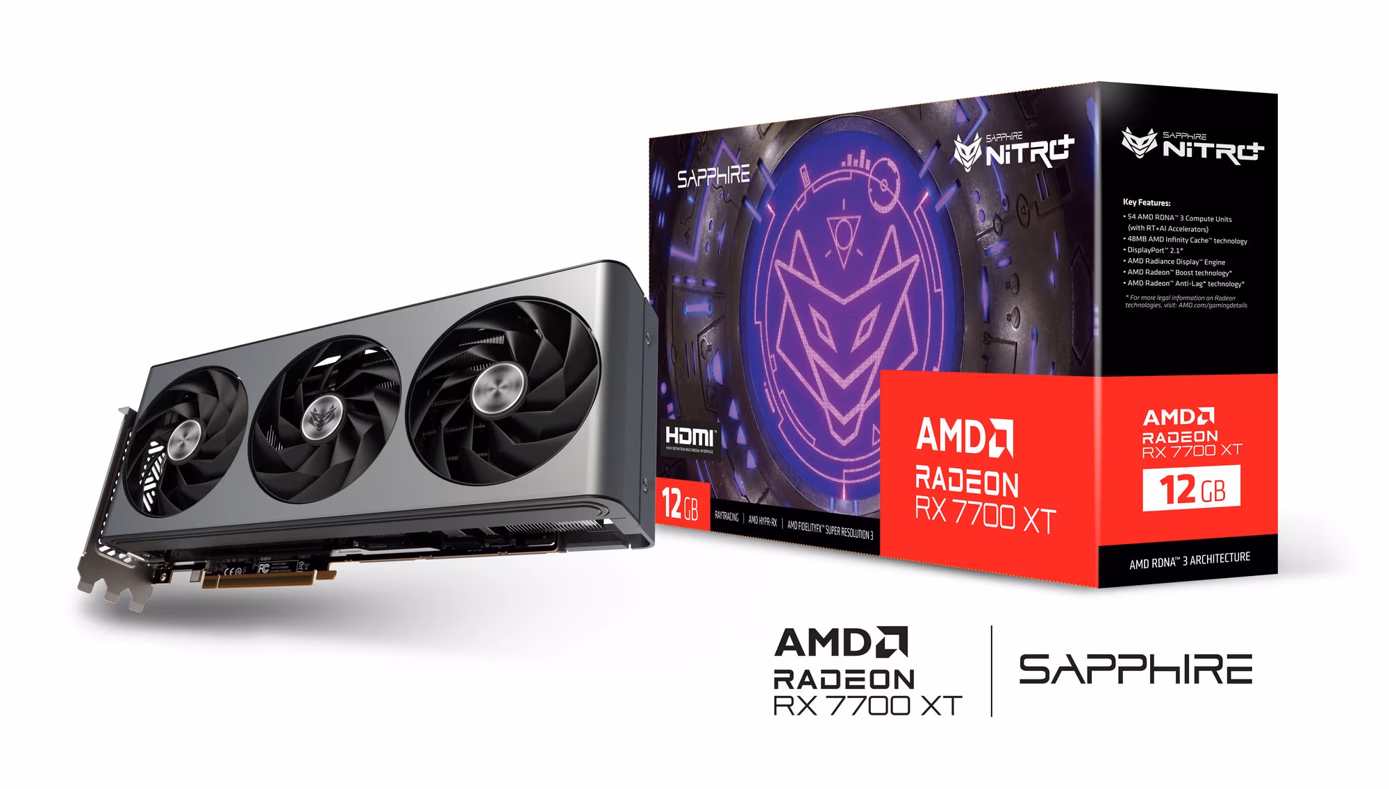 Видеокарта Sapphire NITRO+ Radeon RX 7700 XT / 12GB / GDDR6 / 192bit