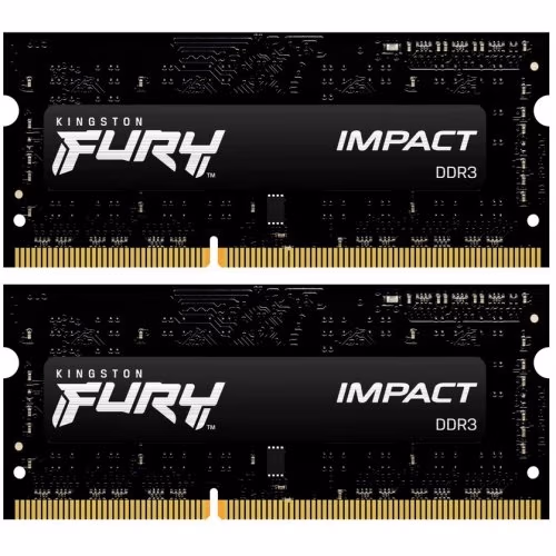 16GB (Kit of 2*8GB) DDR3L-1600 SODIMM Kingston FURY Impact, (Dual Channel Kit), PC12800, CL9, 2Rx8, 1.35V or 1.5V