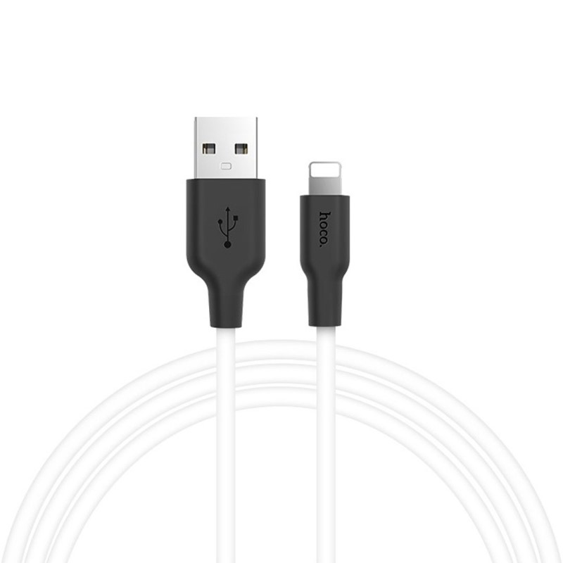 Cable  USB la Lightning HOCO  X21 Silicone / 1m / Silicone / up to 2A / Black/White photo 1