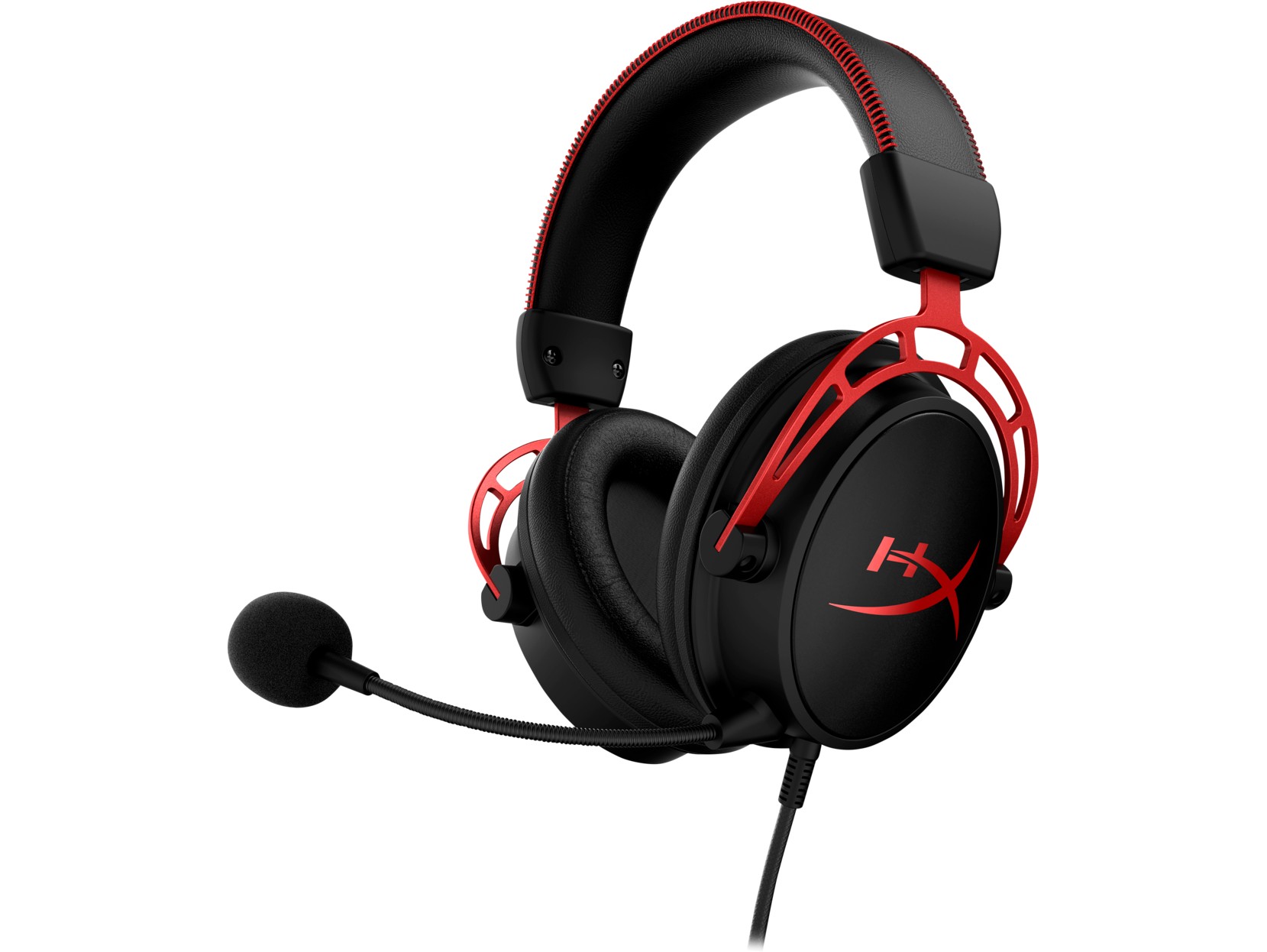 Headset  HyperX Cloud Alpha, Black/Red, Solid aluminium build, Microphone: detachable, Frequency response: 13Hz–27,000 Hz, Detachable headset cable length:1m+2m extension, Dual Chamber Drivers, 3.5 jack, Pure Hi-Fi capable,  Braided cable photo 1