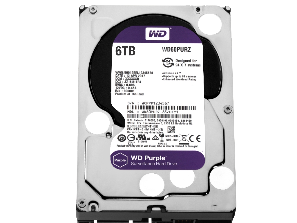 3.5" HDD 6.0TB Western Digital WD60PURZ Caviar® Purple™, CMR Drive, IntelliPower, 64MB, SATAIII, FR photo 1