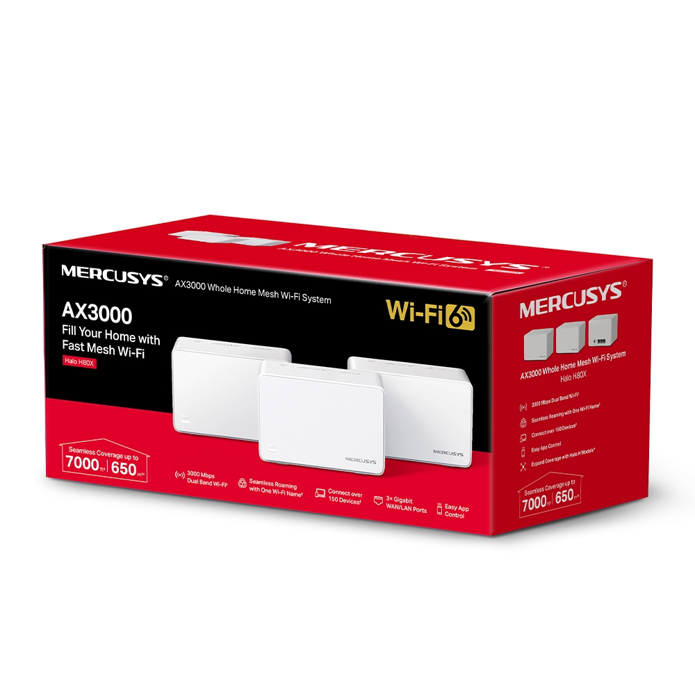 Mesh Wi-Fi System MERCUSYS Halo H80X (3-pack)  / AX3000 Dual Band / 3 x Gigabit LAN photo 4