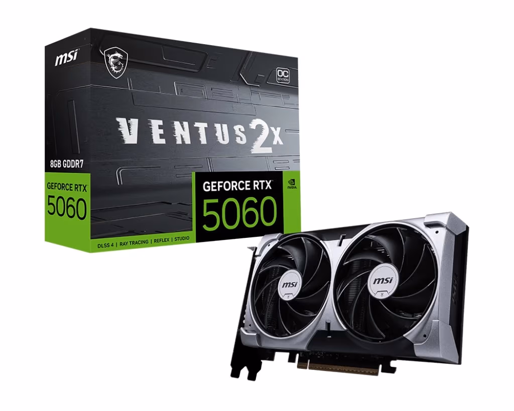 Видеокарта MSI GeForce RTX 5060 8G VENTUS 2X OC/ 8GB / GDDR7 / 128bit